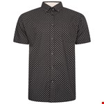 KAM 6296 Geo Print S/S Shirt - black